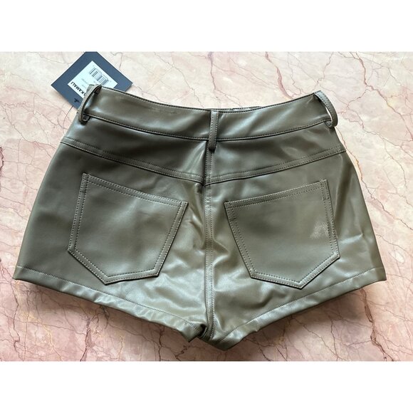 Norma Kamali High Waist Jean Short in Bark Small New Womens Vegan Faux Leather - Picture 8 of 16